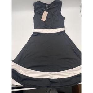 Emery Rose Black Colorblock Fit & Flare Sleeveless Dress Size S NEW WITH TAGS